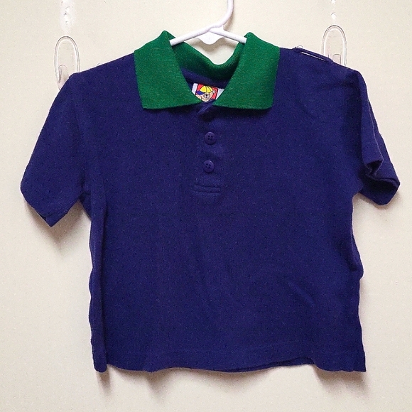 Vintage Peek-A-Babe 2 Piece Green and Navy Blue Shorts Outfit - Picture 4 of 7